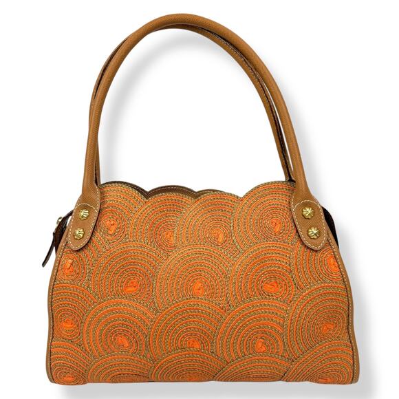 Vintage ERIC JAVITS NEW YORK raffia woven leather handbag - Picture 2 of 16